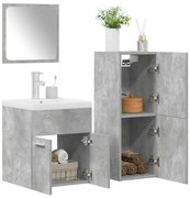 vidaXL 4 pcs conj. móveis casa banho derivados madeira cinza cimento