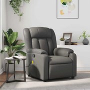 Poltrona de massagens reclinável couro artificial cinzento