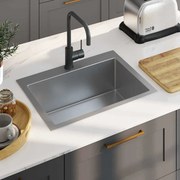 vidaXL Lava-louça de cozinha artesanal aço inoxidável
