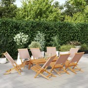 vidaXL Cadeiras jardim dobráveis 8pcs tecido/madeira cinza-acastanhado