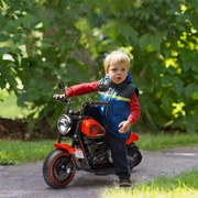 Moto elétrica para crianças a 3 km/h, 6 V, com farol LED, 2 rodas de apoio, para idades entre os 18 e os 36 meses, com motor potente, vermelha