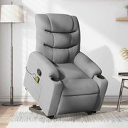 vidaXL Poltrona reclinável massagens tecido cinzento-claro