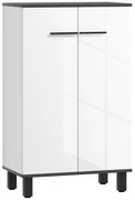 HOMCOM Coluna Casa de Banho Móvel Auxiliar Casa de Banho com Portas Prateleiras Ajustáveis e Sistema Anti-Tombo 60x34x94 cm Branco | Aosom Portugal