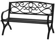 Outsunny Banco de Jardim de 2 Lugares com Encosto e Apoio para os Braços Vintage para Terraço Varanda Pátio Exterior Carga 280kg Ferro Fundido 128x58,5x85cm Preto