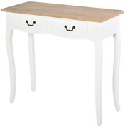 HOMCOM Mesa Consola Mesa Auxiliar com 2 Gavetas  para Entrada Corredor Sala de Estar 87x34x78,5cm Branco e Madeira