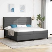 vidaXL Cama Box com colchão Cinzento escuro 200 x 200 cm tecido