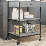 vidaXL Carrinho de cozinha 60x48x89,5cm derivados madeira cinza sonoma