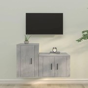 vidaXL 2 pcs conjunto móveis de TV derivados de madeira cinza cimento