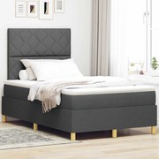 Cama Box Spring com Colchão &amp; LED Cinza Escuro 120x200 cm Tecido