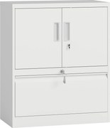 HOMCOM Armário de Arquivos Armário de Escritório com Fechadura Armário Multiuso em Aço com 2 Portas, Prateleiras Ajustáveis Branco | Aosom Portugal