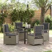 vidaXL Conjunto de Jantar para Jardim 5 Peças Cinza Claro Vime PE