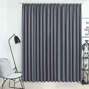 Cortina blackout com ganchos 290x245 cm cinzento