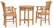 vidaXL 3 pcs conjunto de jantar p/ jardim madeira de teca maciça