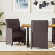 vidaXL Cadeiras de Jantar com Rodas com rodas 2 pcs Castanho escuro