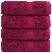 vidaXL Toalhas de rosto premium SOLUND 4 peças Bordeaux 30x30 cm 600 g/m²