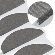 vidaXL Tapetes de escada autoadesivos 15 pcs 65x22,5x3,5 cm cinzento