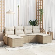 Conjunto de Sofá de Jardim vidaXL com Almofadas Bege Rattan Poliéster