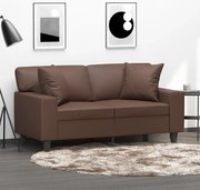 vidaXL Sofá 2 lug. c/ almofadas/almofadões 120cm couro artif. castanho