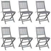 vidaXL Cadeiras exterior dobráveis c/ almofadões 6 pcs acácia maciça