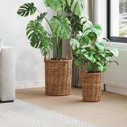 vidaXL Cesta de Plantas com armazenamento 2 pcs Castanho Rattan Kubu