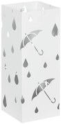 HOMCOM Suporte para Guarda-Chuvas com 4 Ganchos e Bandeja de Gotejamento Amovível Porta Guarda-Chuvas 15,5x15,5x41 cm Branco