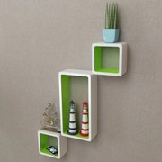 Prateleiras de parede cubo 6 pcs branco e verde