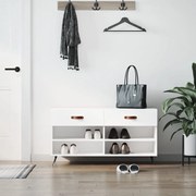 vidaXL Banco sapateira 102x35x55 cm derivados madeira branco brilhante