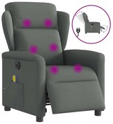 vidaXL Poltrona reclinável de massagens elétrica tecido cinza-escuro