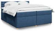 vidaXL Cama com molas/colchão 200x200 cm tecido azul
