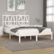 Estrutura de cama 140x190 cm madeira de pinho maciça branco