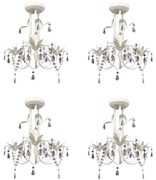 vidaXL Lustres de teto com contas de cristal 4 pcs branco elegante