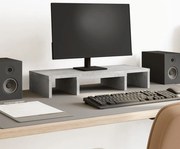 Suporte p/ monitor ajustável derivados madeira cinzento cimento