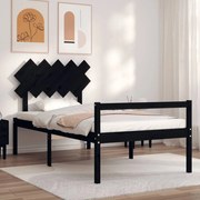 Estrutura de cama com cabeceira 100x200 cm madeira maciça preto