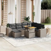 vidaXL 8 pcs conjunto sofás de jardim c/ almofadões vime PE cinzento