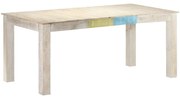 Mesa de jantar 180x90x76 cm madeira de mangueira maciça branco