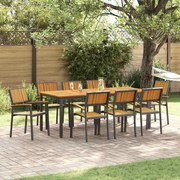 vidaXL Conjunto de Jantar de Jardim 9 Peças em Madeira de Acácia e Metal