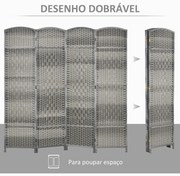 HOMCOM Biombo Dobrável de 6 Painéis Divisor de Ambientes 270x180 cm Ec