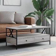 vidaXL Mesa de centro 100x51x45cm derivados de madeira cinzento sonoma