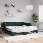 vidaXL Sofá-cama com gavetão 100x200 cm veludo verde-escuro
