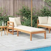 vidaXL Espreguiçadeira com 1 apoio de braços acácia maciça branco nata