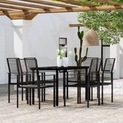 7 pcs conjunto de jantar para jardim preto