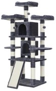 Árvore para gatos grande com várias plataformas e cavernas. | FEANDREA | 60 x 55 x 172 cm | cinzento | PCT18GYZ.