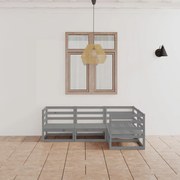 vidaXL 4 pcs conjunto lounge de jardim pinho maciço cinzento