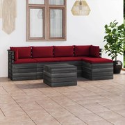 6 pcs conjunto lounge de paletes com almofadões pinho maciço