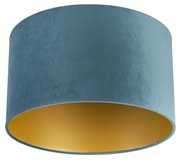 Abajur em veludo azul 35/35/20 com interior dourado
