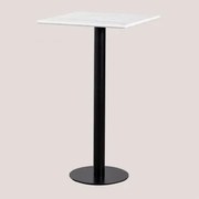 Mesa Alta De Bar Quadrada De Mármore (60x60 Cm) Rocher Mármore Branco & Preto - Sklum