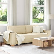 Sofá de 3 Lugares vidaXL Creme 180 cm em Tecido
