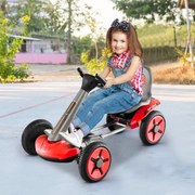 Kart Elétrico Infantil 12v Dobrável com 4 Rodas com Assento Ajustável em 2 Posições e Botão Iniciar 85 x 50 x 50 cm Vermelho