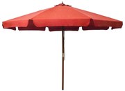 vidaXL Guarda-sol de exterior c/ poste de madeira 330 cm terracota