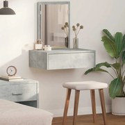 vidaXL Mesa de Maquiagem Suspensa Cinza Concreto 60x40x70 cm